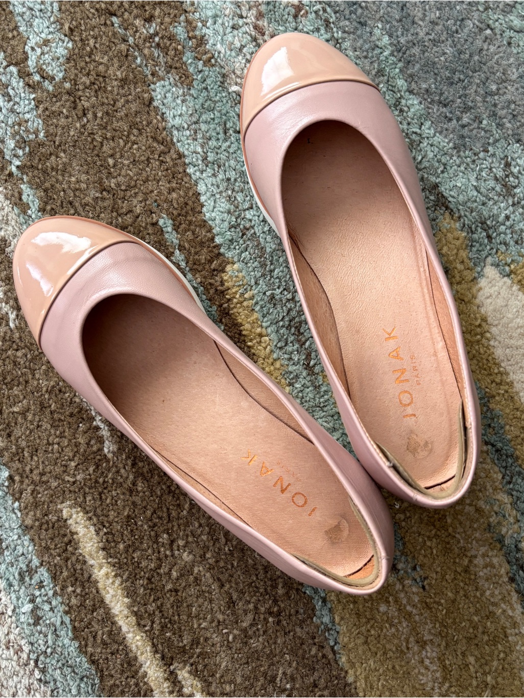 Jonak 2 Tone Pink Patent Toe Women's Loafers. Platform.